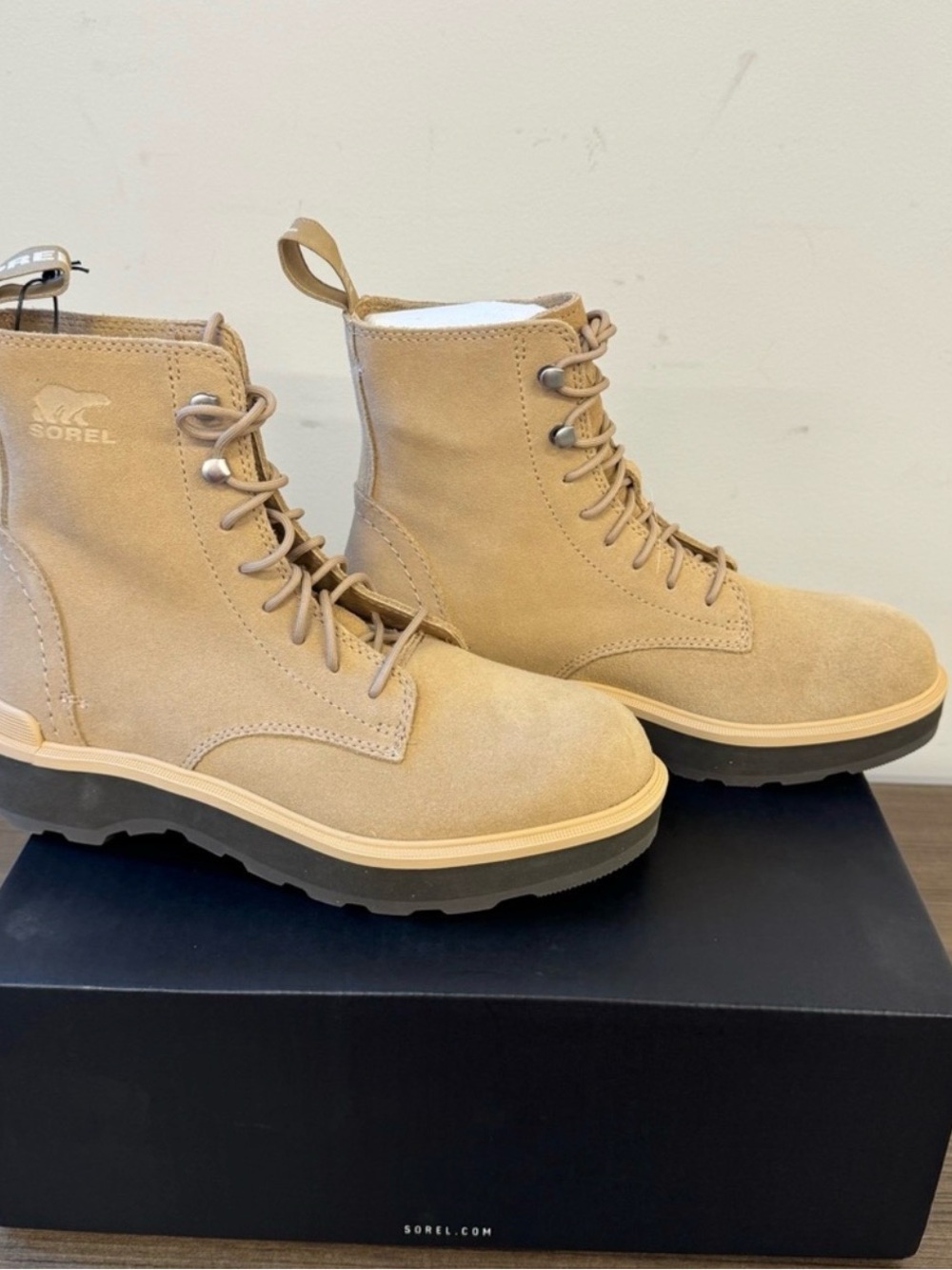 Sorel Hi-line lace canoe tawny buff waterproof Suede Lace-Up Combat Boots 9.5